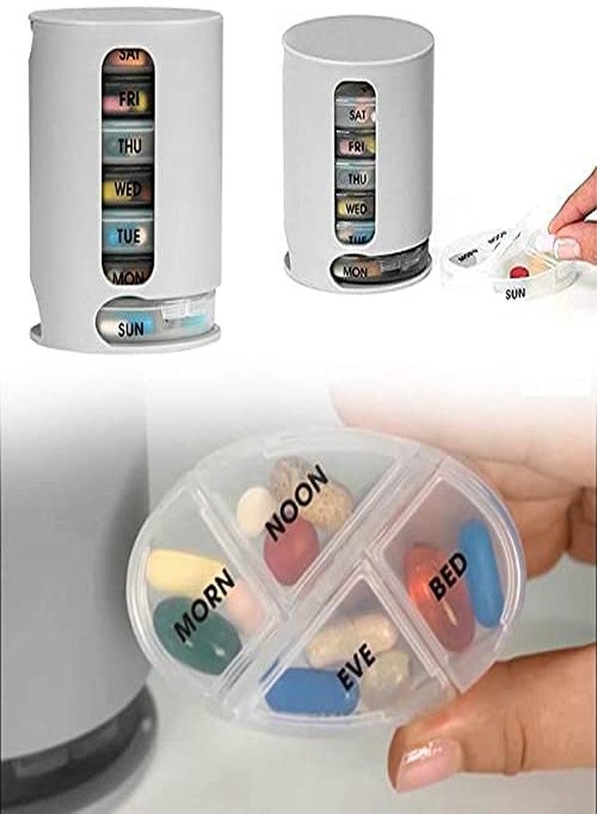 PRETOX Pill Pro 7 Days Weekly Tablet Medicine Storage Organizer Box, Pill Organizer 7 Portable Tray Pill Box 4 Compartments Organize Medicine and Vitamins for Each day Storage Box/Pill Dispenser - Image 2
